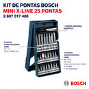 Kit de Pontas para Parafusar Mini X-Line Bosch com 25 Peças e Suporte Magnético